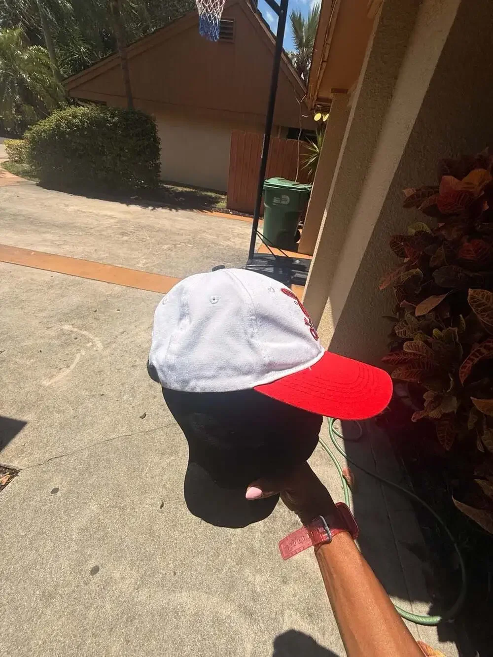 BKYS Lucky Charm Adjustable Strapback Hat White Red Bunny